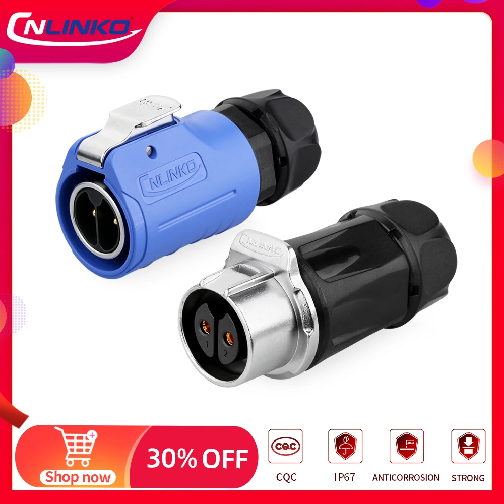 CNLINKO 7-Pin M20 Waterproof Connector Set – Male Plug & Female Socket, IP67, Bayonet Lock, 18-16 AWG