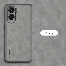 Luxury Sheepskin Leather Case - Retro Back Cover for Honor 90 pro (Gray)