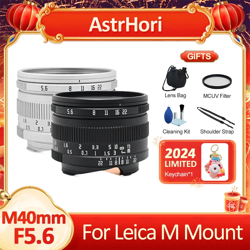 Astrhori 40Mm F5.6 Fotocamera Manuale Full Frame Per Leica M Mount Camera Adapter Ring Per Sony Fuji Nikon Canon Mirrorless Camera