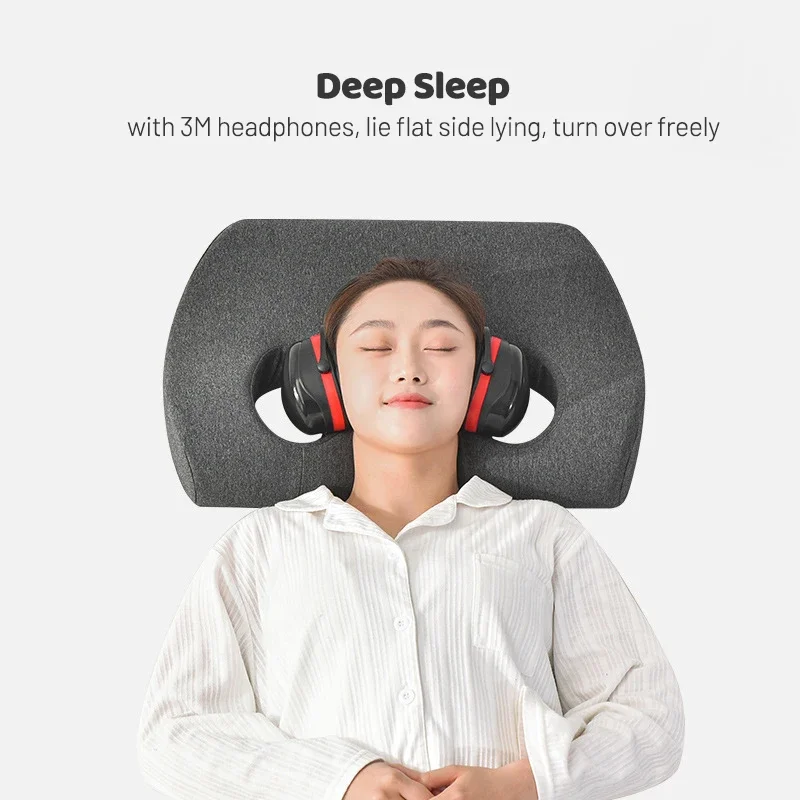 Ergonomic Side Sleeper Ear Pillow Noise Isolation Headphones Pillow Ear Piercing Pillows of 3M Soundproof Headphone Pillows 3