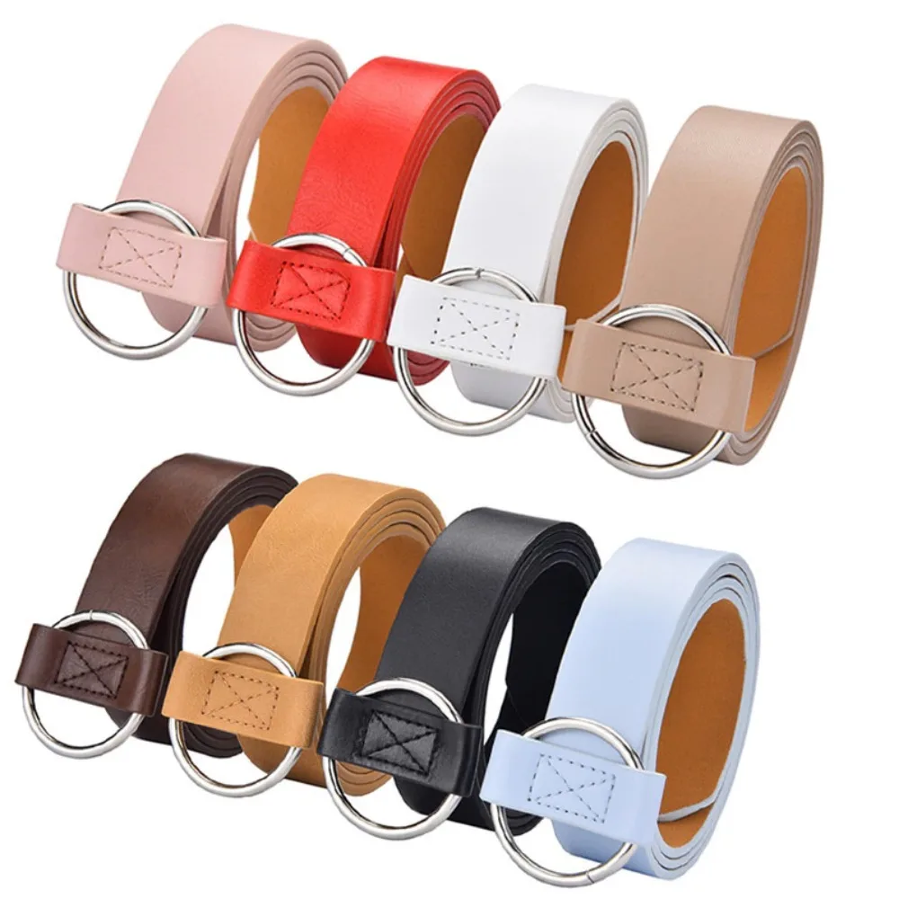 Women's Waist Belt Round Metal Buckle PU Leather  Designer Fashion Accesories Waistband for Women