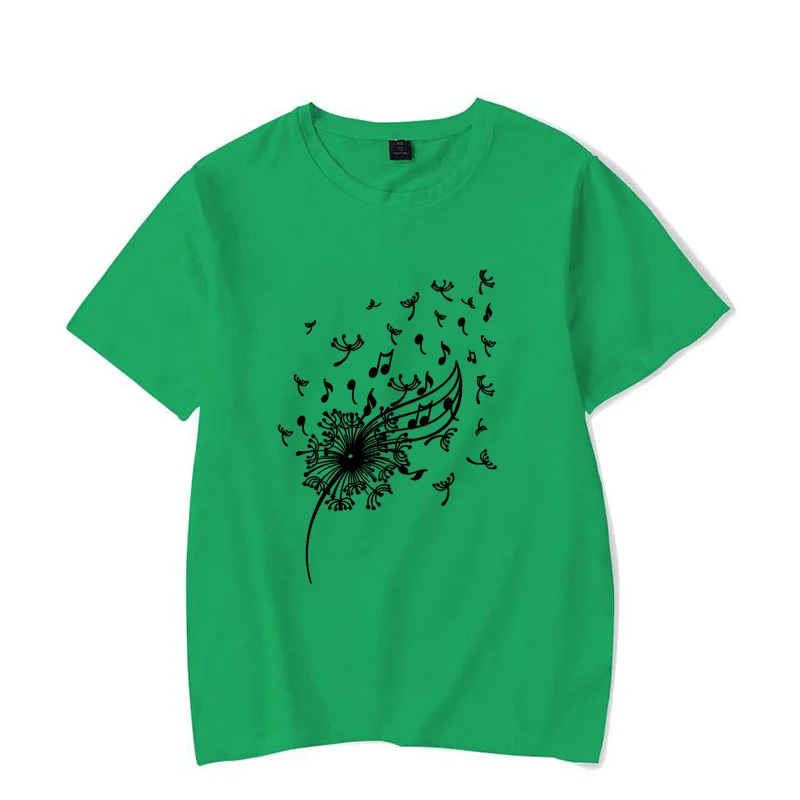 Löwenzahn-Musiknoten-Shirt, Musikliebhaber-Sweatshirt, Blumen-Shirt, Trendiges Damen-Shirt, Boho-Windblumen-Shirt, Musiker-T-Shirt – Detail 4