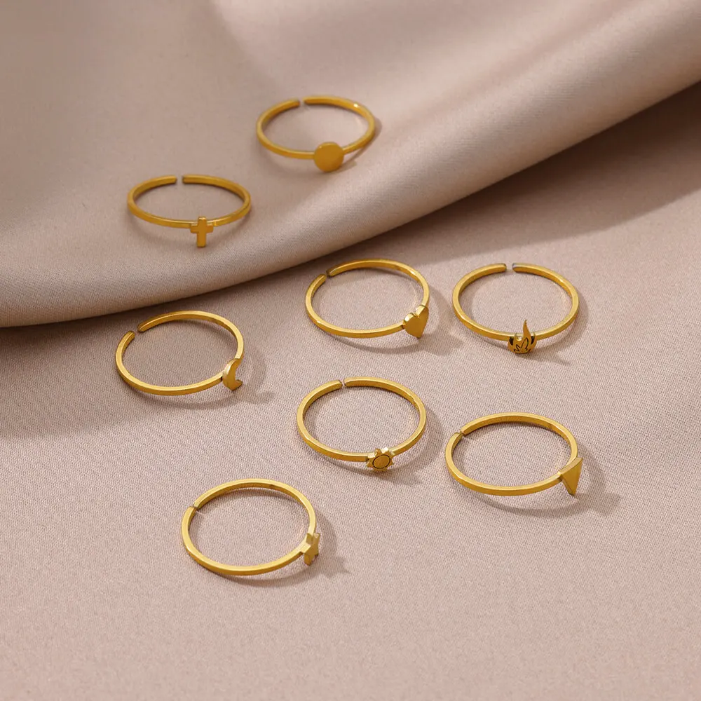 Stainless Steel Small Heart Rings For Women Gold Color