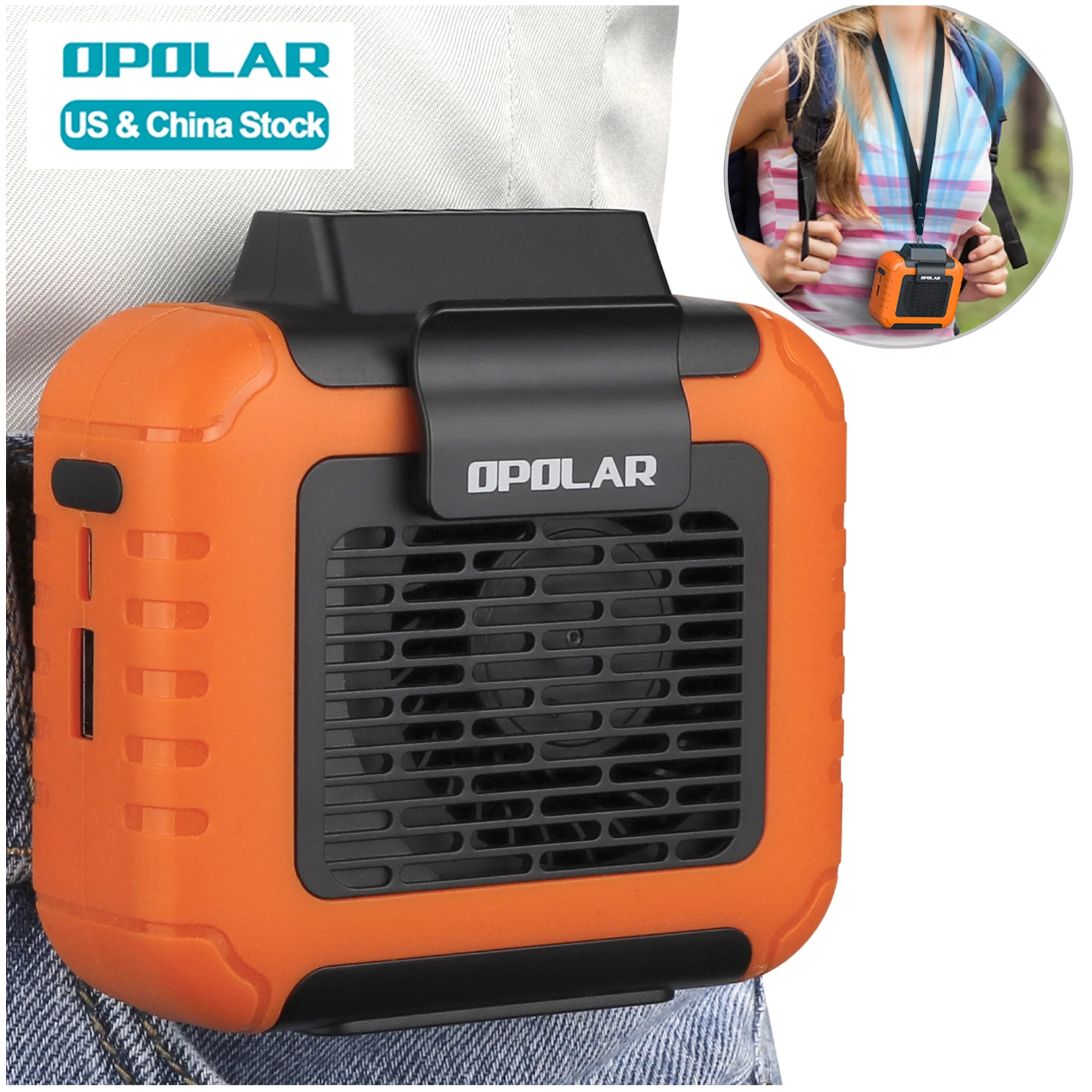 OPOLAR 6000mAh Strong Airflow Small Electric Air Cooling Mini Hanging Waist Fan Battery Rechargeable Portable Waist Clip Fan desk fan usb strong airflow