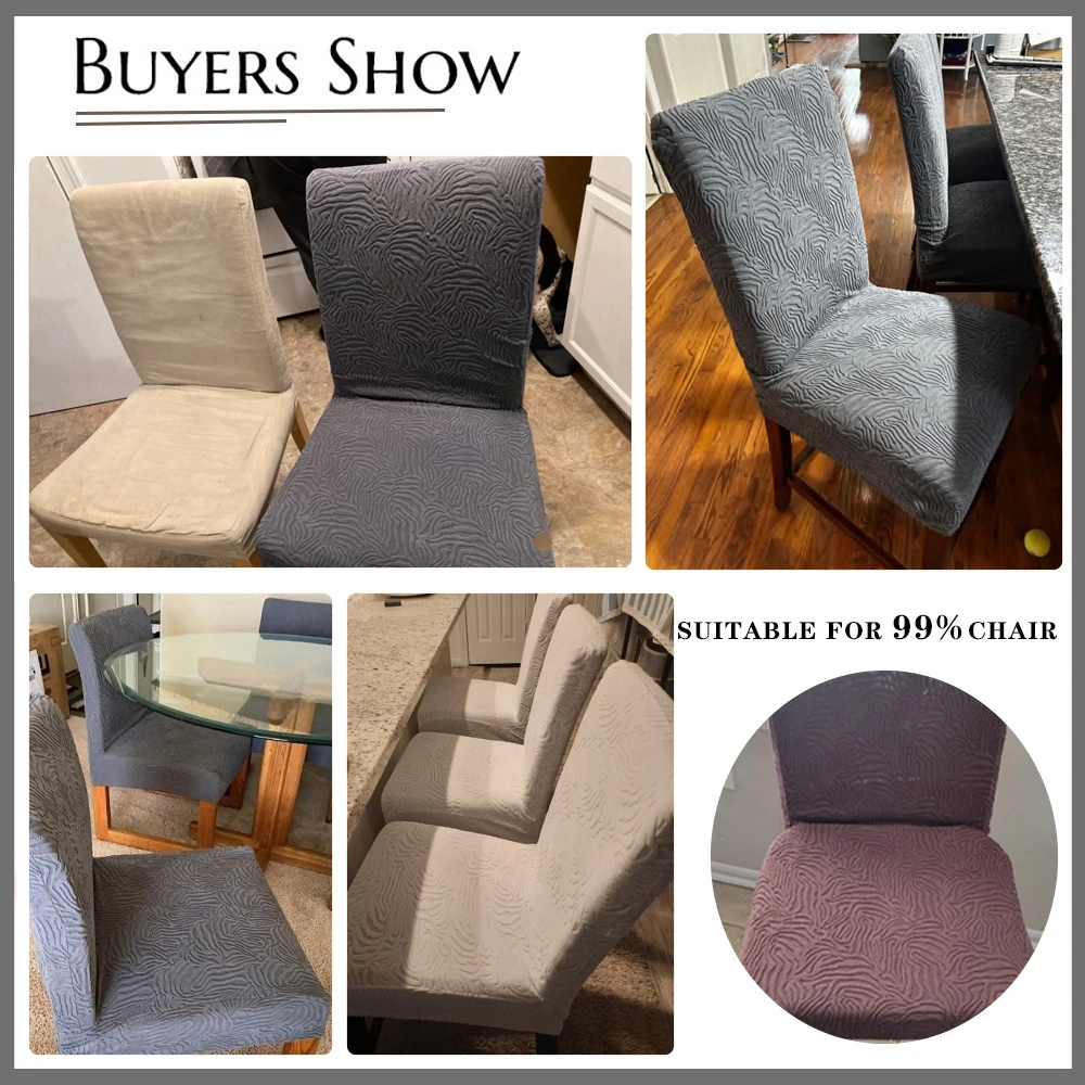 1/2/4/6PCS Elastic Chair Cover Luxury Jacquard Chair Seat Slipcover For Kitchen Wedding Banquet Washable Removable Protector 3