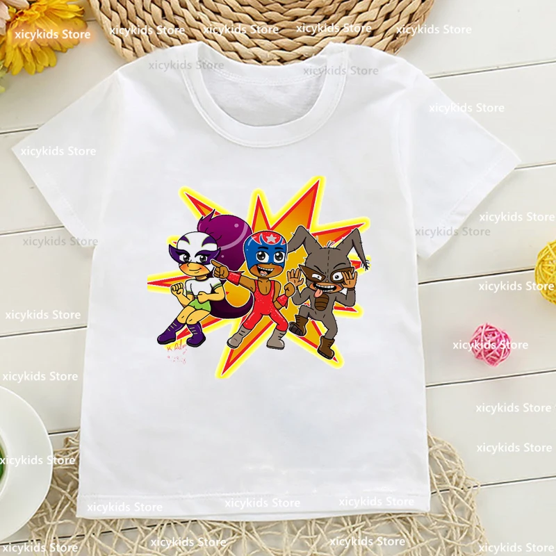 

2022 New Kids Clothing Tshirt Cute Cartoon Mucha Lucha Graphic Print T-Shirt For Boys Fashion Casual Boy Clothes Baby Tshirt top