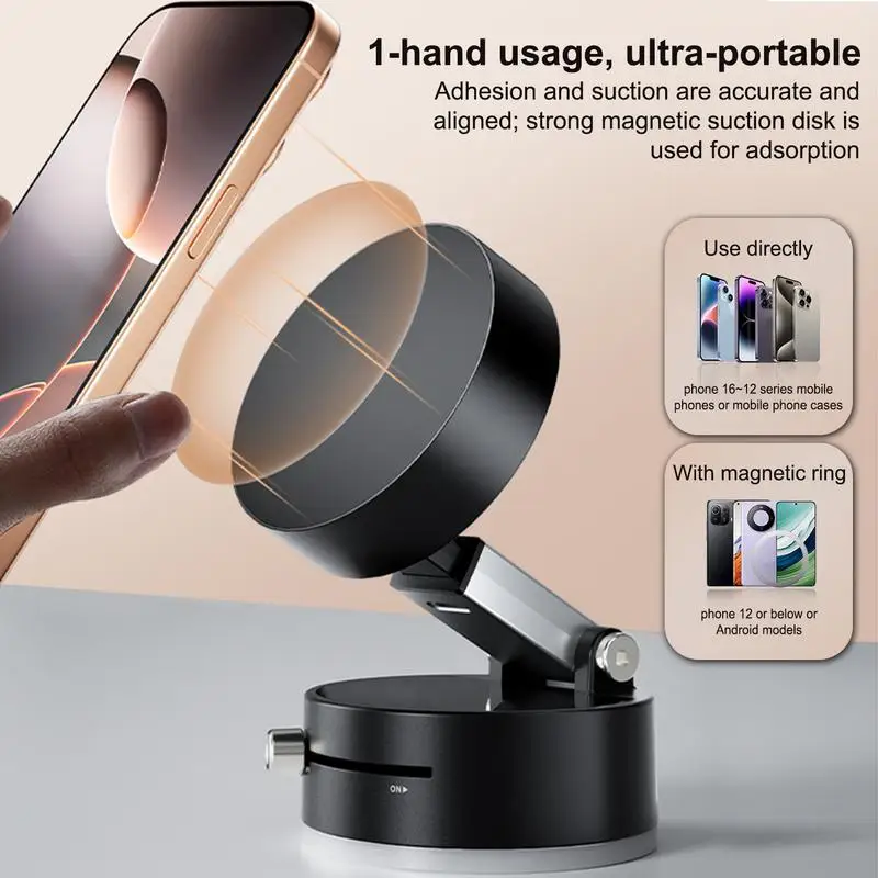 Double Sided Suction Cup Magnetic Phone Holder Car Mount Folding Storage Vacuum Suction Phone Holder For iphone HUAWEI Samsung