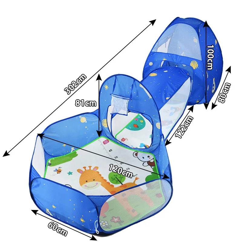 3 Pcs/set Portable Children's Tent Toys Indoor and Outdoor Play House Beach Tent Folding Crawling Tunnel Ocean Ball Pool Tents 6