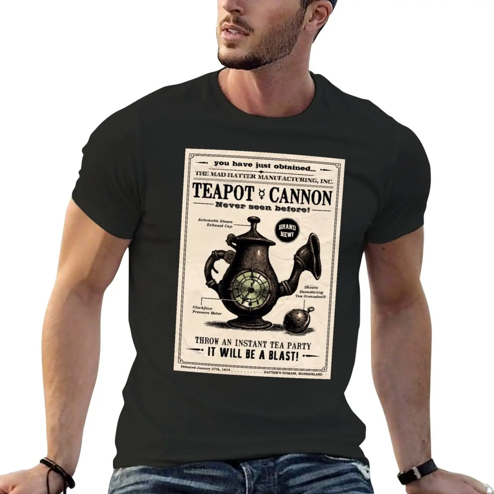 

New Alice Madness Returns's Teapot Cannon T-Shirt Short t-shirt Short sleeve kawaii clothes korean fashion mens clothes