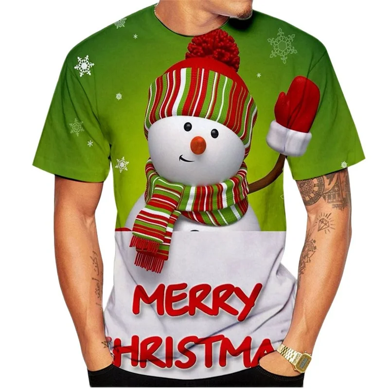 

Pop Summer 3D Merry Christmas Santa Claus Printing T Shirt For Men Children Hipster Tops Women Y2k Harajuku Clothing Fashion Tee