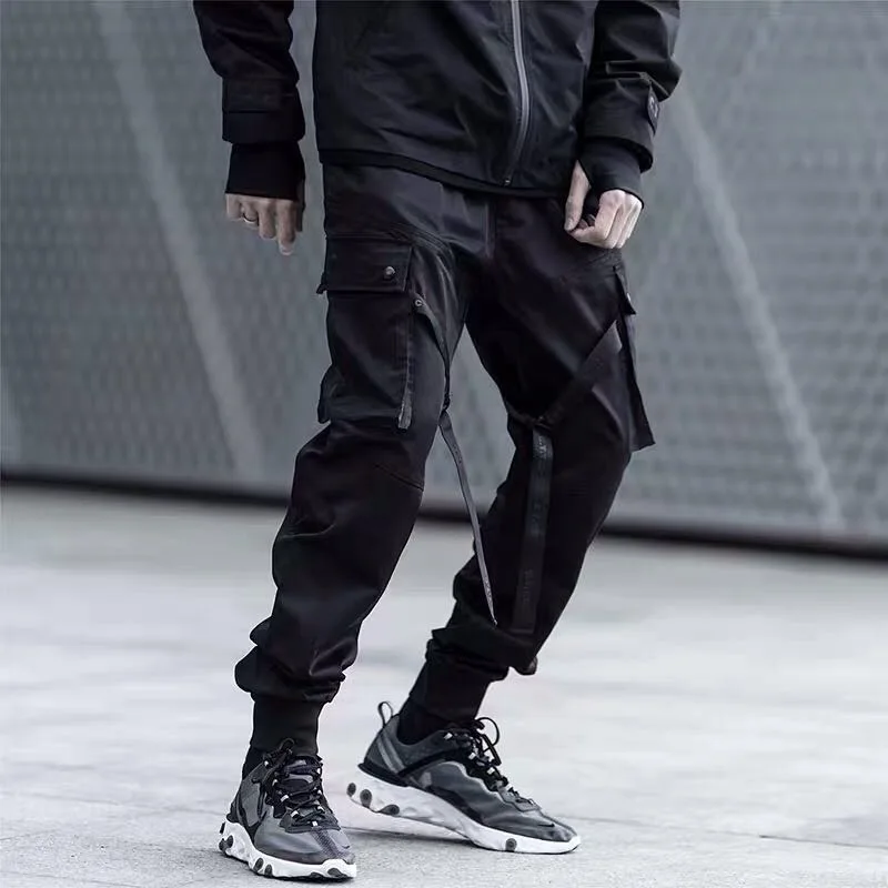 Description Picture 5 of itemHKSH Men's Functional Overalls Mesh Streetwear Cargo Pants Tide Spring Autumn New Punk Tactical Darkwear Pocket Trousers HK0374