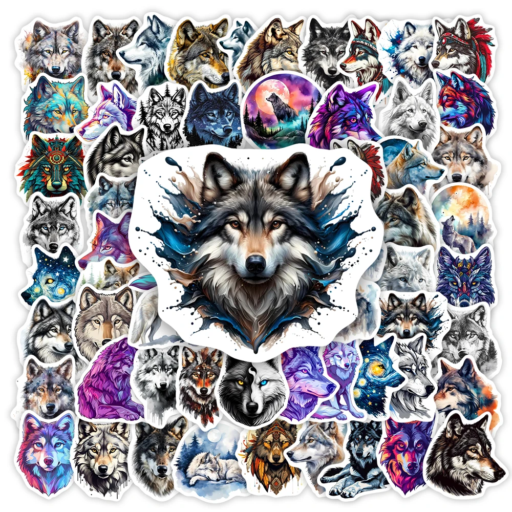 Stickers Aesthetic Wolf Cool Art Kids DIY Gift Toy Waterproof Decal For Scrapbook Junk Journals Laptop Luggage Bottle Decorative