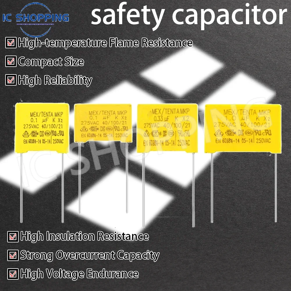 Polypropylene film capacitor 10PCS 275VAC X2 0.01 0.1 0.15 0.022 0.22 0.33 0.47 0.56 0.68 1.2uf 104K 1uf Correction
