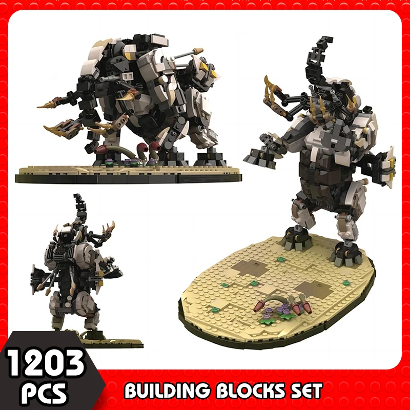 Moc Game Series Horizon Zero Dawned Tremant Fangs Bravetooth Building Blocks Mecha Monster Action Figure Toys