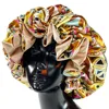 Women Satin Bonnet Cap Double Layer Silky Big Bonnet for Lady Printing Sleep Cap Head Wrap 1