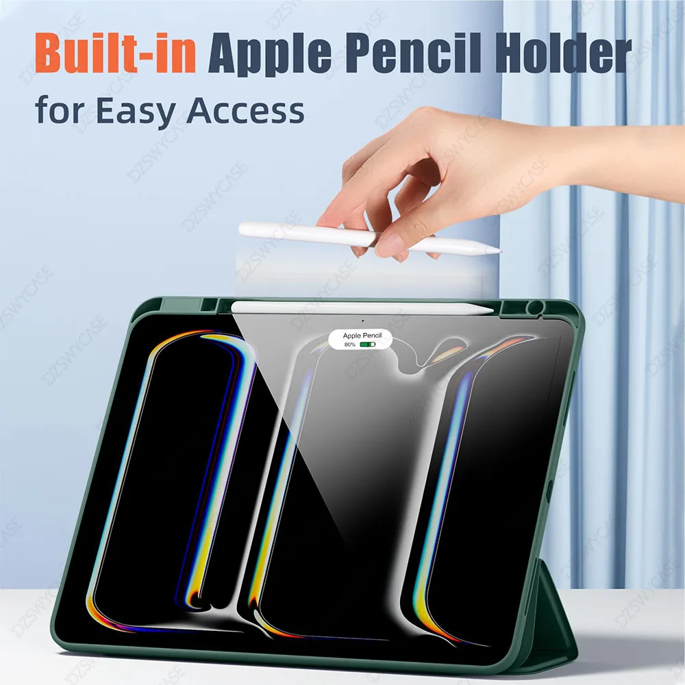 Enhanced Protective Case for 13-Inch Tablet with Pencil Holder, Shockproof TPU, Clear Back, and Auto Wake/Sleep Function