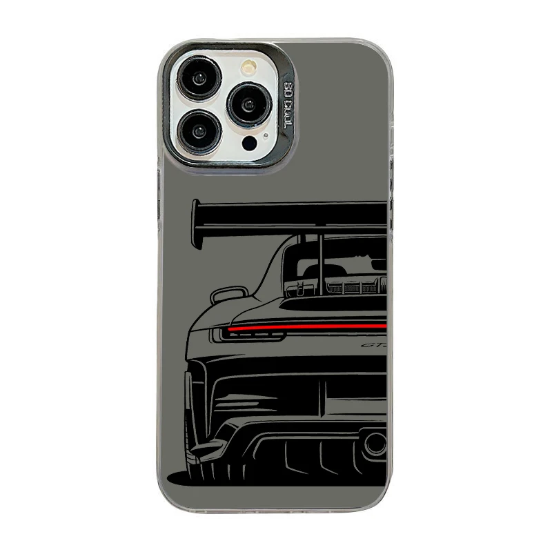 GT3 Autotelefonhülle für iPhone 17 AIR 16 15 14 13 Pro 12 11 Pro Xs X XR Max Laser Hard PC+TPU Cases Back Cover-S790P1