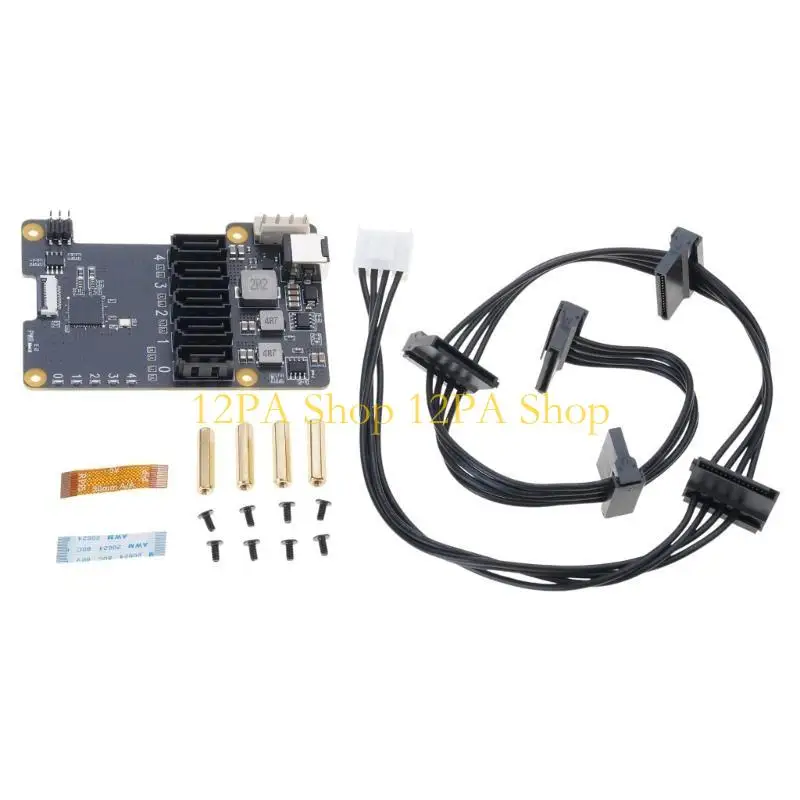 RPi 5 5B SATA3.0 인터페이스용 12PA X1009 PCIe 5포트 확장 보드