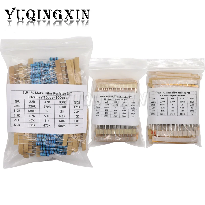 50/100pcs 0.5W Metal Film Resistors ±1% – 1.8 Ohm To 1M Ohm Assortment
