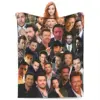 Throw Blanket Hugh Jackman Photo Collage Micro Fleece Blanket Four Sizes Cartoon Comfortable For Bedroom AntiPilling Blanket 1