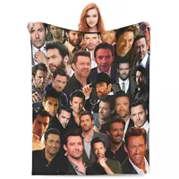 Throw Blanket Hugh Jackman Photo Collage Micro Fleece Blanket Four Sizes Cartoon Comfortable For Bedroom AntiPilling Blanket 1