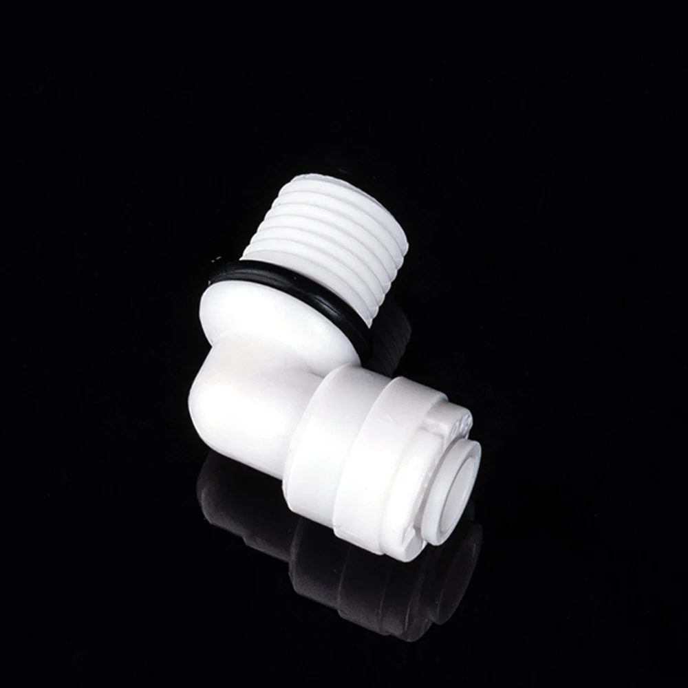 Pipe Fitting Fit 1/4" 6.35mm OD Tube x 1/4" BSP Male 90 Deg Elbow POM Quick For Aquarium RO Water Filter