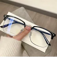 Lunettes anti-lumière bleue semi-cerclées pour hommes et femmes, lunettes transparentes pour ordinateur, filtre à rayons carrés classiques, monture de lunettes interdite 3