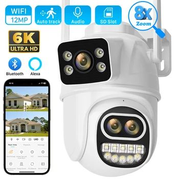 12MP 6K Three lens 8X Digital Zoom Wifi Surveillance Camera Outdoor 6MP AI Auto Tracking Humanoid Detection PTZ Security Camera 1
