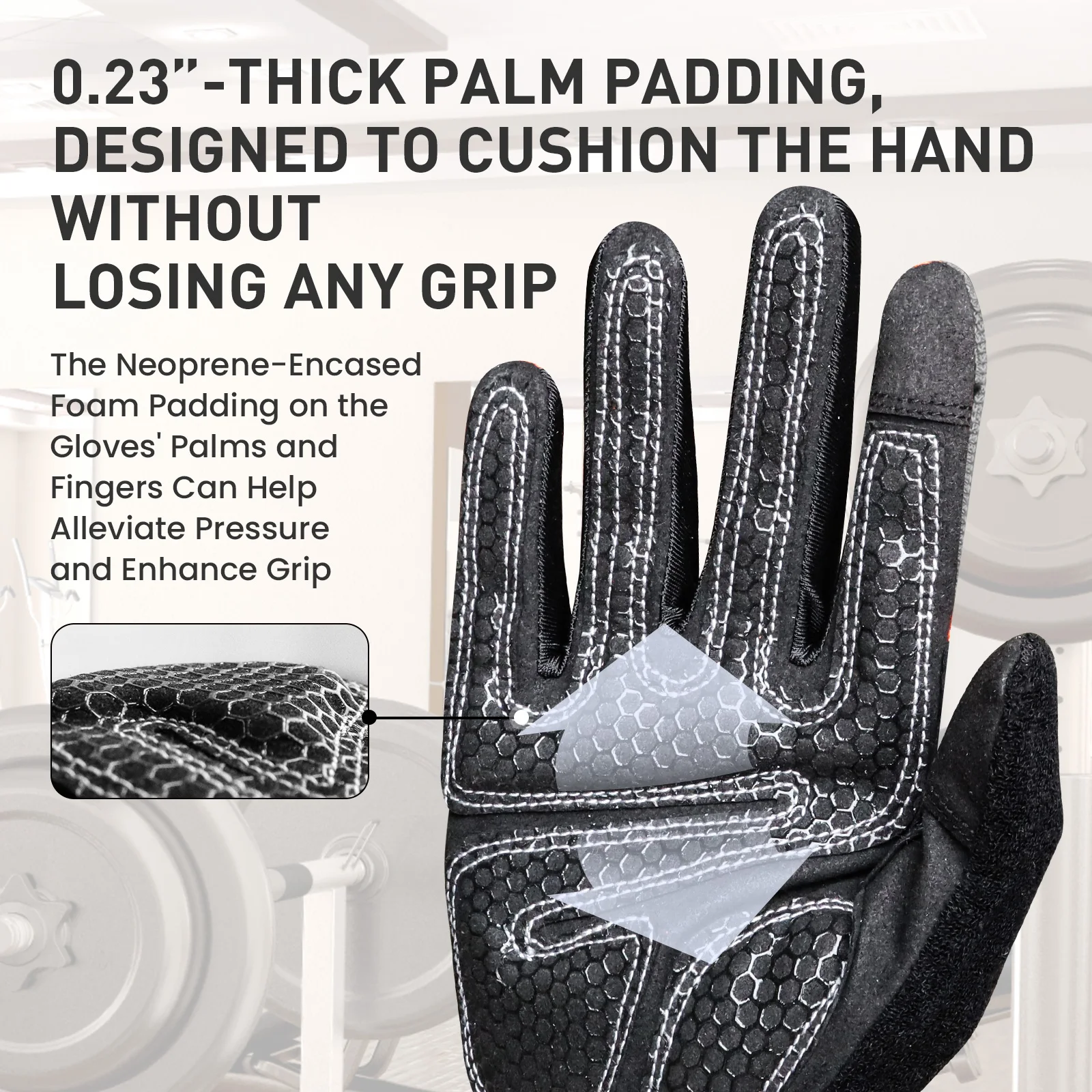 Full-Finger Workout Gloves for Men, Excellent Grip Padded Lightweight Gym Gloves Durable Training Gloves for Exercise Fitness 2