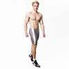 AMORESY Men's Sexy Smooth Shiny Medium Waist Sportswear Elastic Tights Silk Pants Running Sports Breathable Fitness Beach Shorts 3