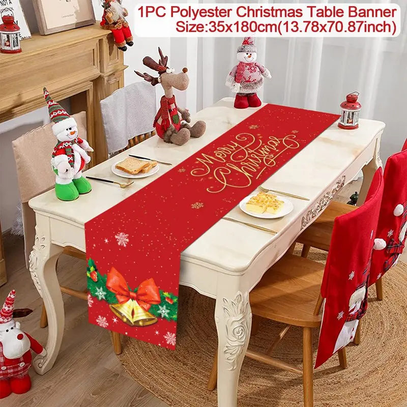 thumbnail image 1 of Caminos de mesa navideños 2024 Decoración navideña para el hogar Mantel Cubierta de mesa Regalos de Navidad Navidad Noel Año Nuevo 2025, 1 of 5