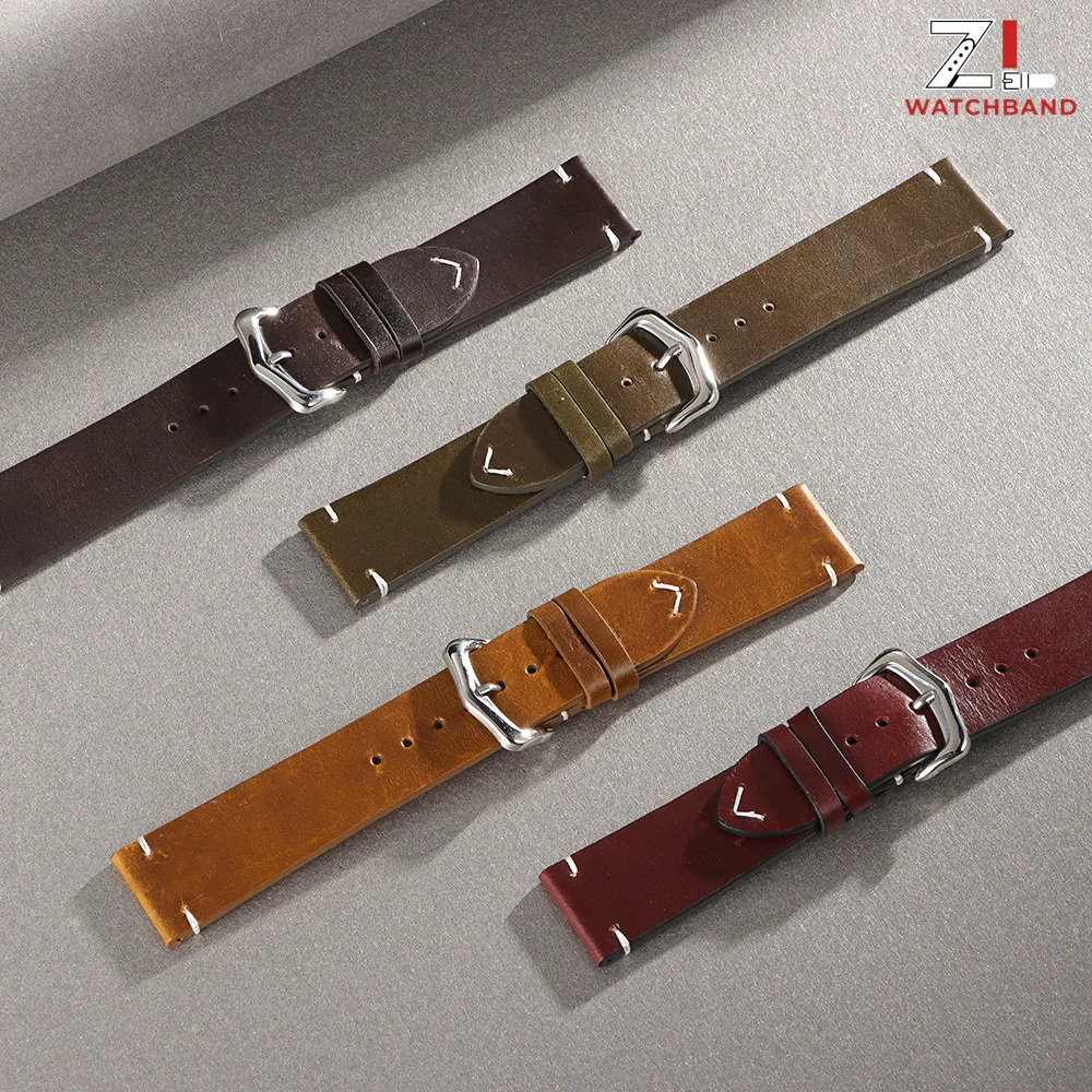 Vintage Retro Oil Wax Leather Watch Strap - Versatile Sizes and Unisex Design