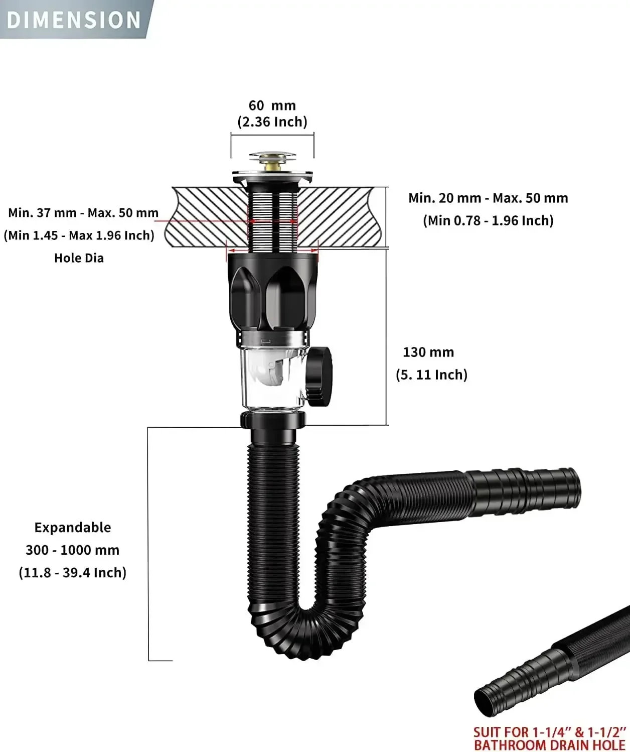 Universal Kitchen Sink Drain Hose and Odor Isolation Kit image 6