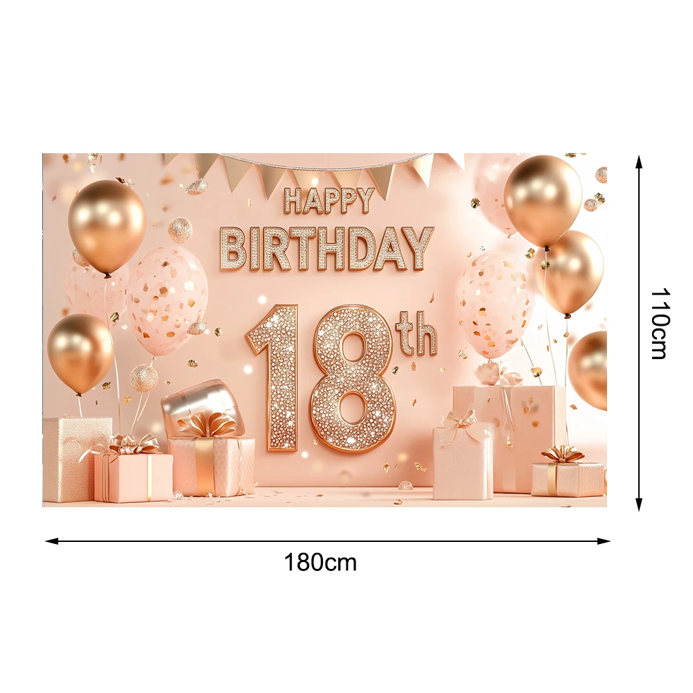 Hintergrund zum 18. Alles Gute zum Geburtstag, Prost auf 18 Jahre, Banner, Ballon-Hintergrund, Mädchen-Geburtstagsdekoration, Frauen-Geburtstagsparty-Dekoration – Detail 1