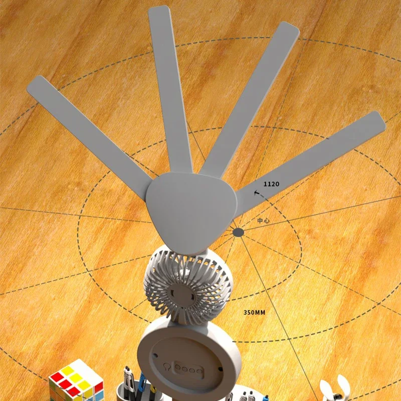 مصباح طاولة LED قابل للشحن مع مروحة