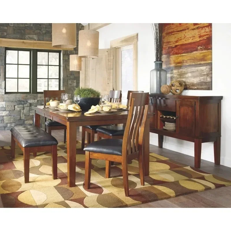ZHENXIANG Design by Ashley Haddigan Faux Leather Cushioned Rake Back Dining Chair, 2 Count, Dark Brown