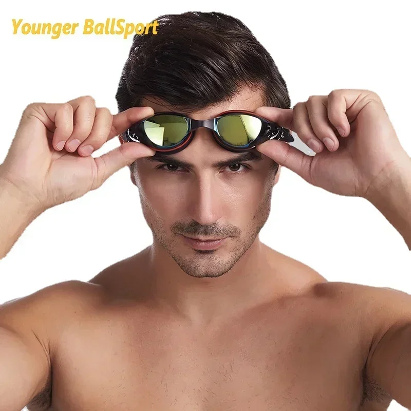 Myopia swimming goggles Professional Swimming Goggles Swimming Glasses with Earplugs Nose Clip Electroplate Waterproof Silicone 3