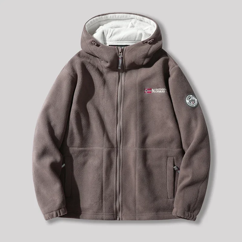 Outdoor Cold and Warm Autumn and Winter Men's Women's Hood Thickened Arctic Fleece Fleece Jacket Coat