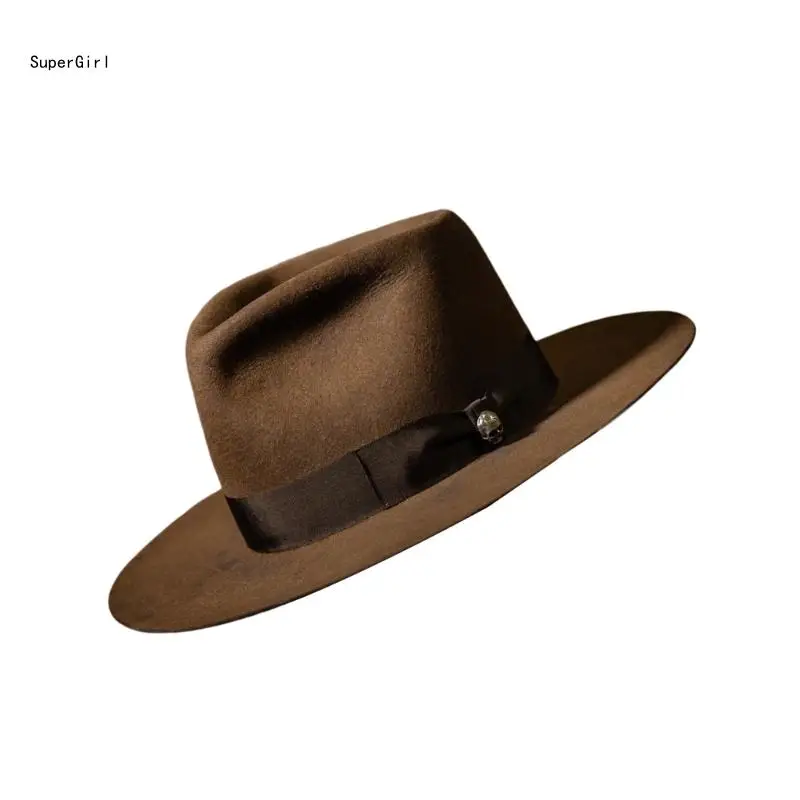 Homburg Hat for Men Women Unisex Wear Vintage Top Hat Cowboy Costume J78E
