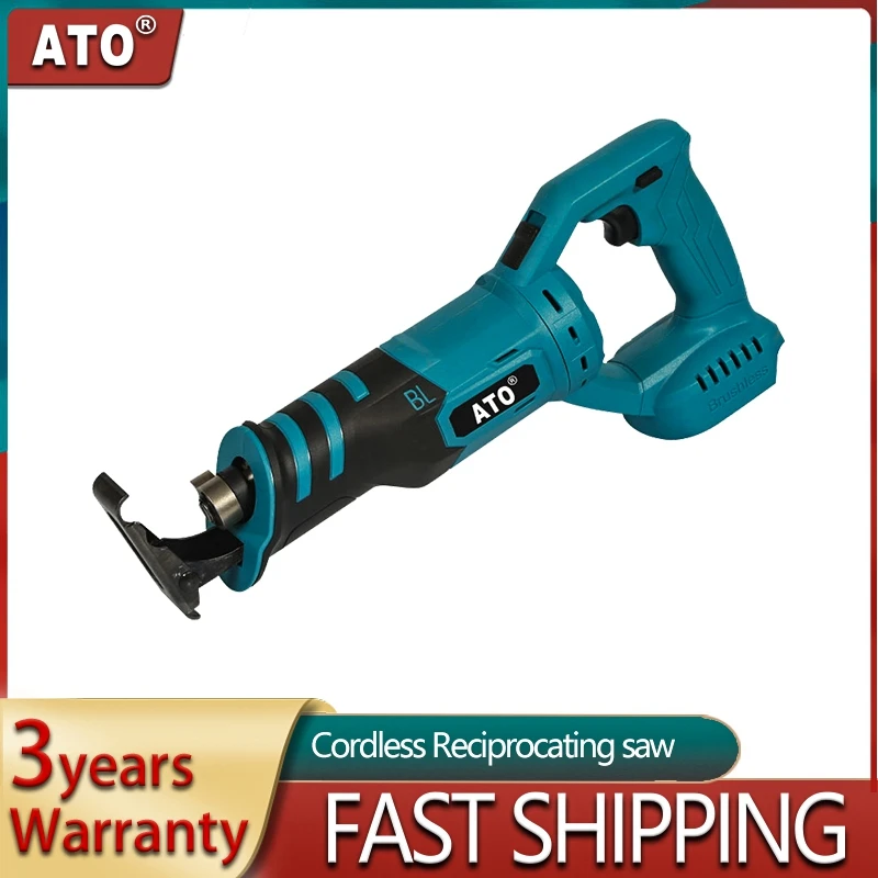 ATO Brushless Electric Saw Metal Wood Cutting Tool Adjustable Speed Handheld Cordless Reciprocating Saw For Makita 18V Battery