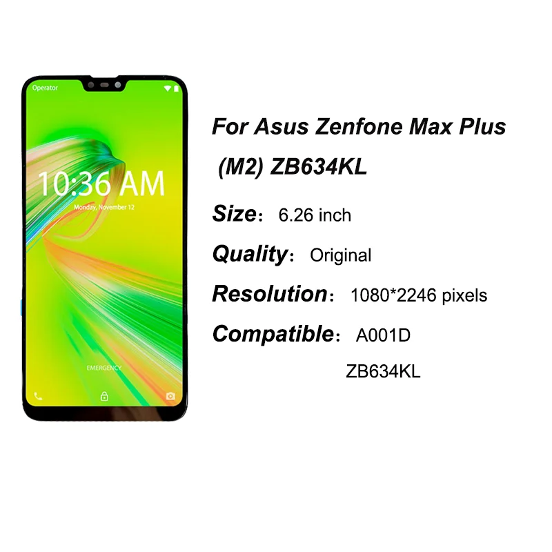  ִ ġ г Ÿ, Asus Zenfone Max Plus M2 LCD ÷, ZB634KL ũ ÷, 
