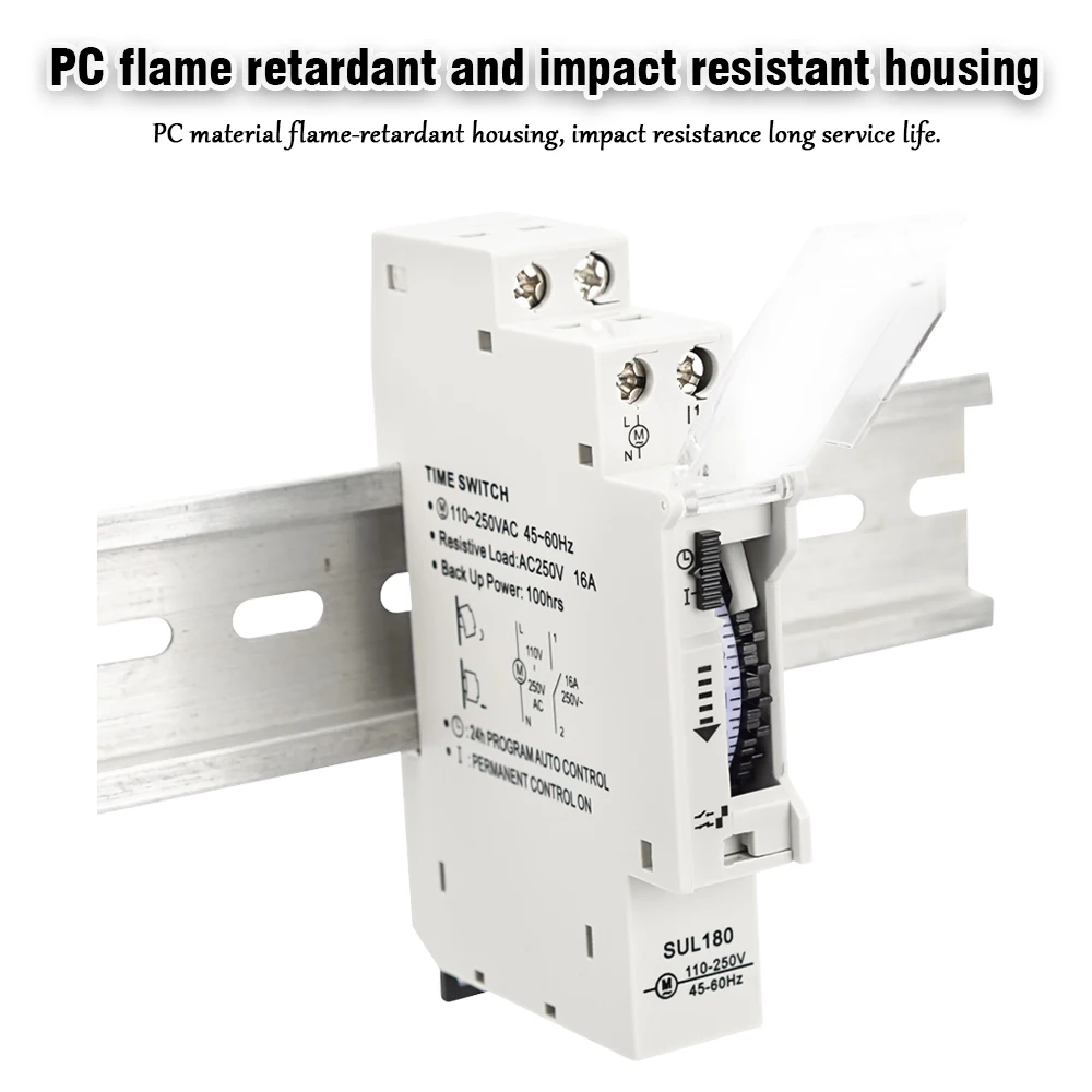 SUL180 15 Minutes Mechanical Timer 24 Hours Programmable Din Rail Timer Time Switch Relay Measurement Analysis Instruments New 4