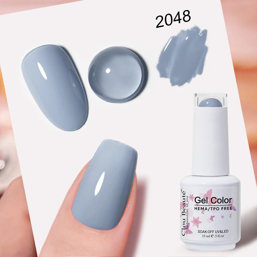 Clou Beaute Full Coverage Dark Red and Grey Gel Nail Polish