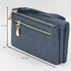 Large Capacity Women's Dull Polish Leather Wallet Double Zipper Clutch Wristlet Purse Phone Coin Card Holder Multi-pocket Wallet 6