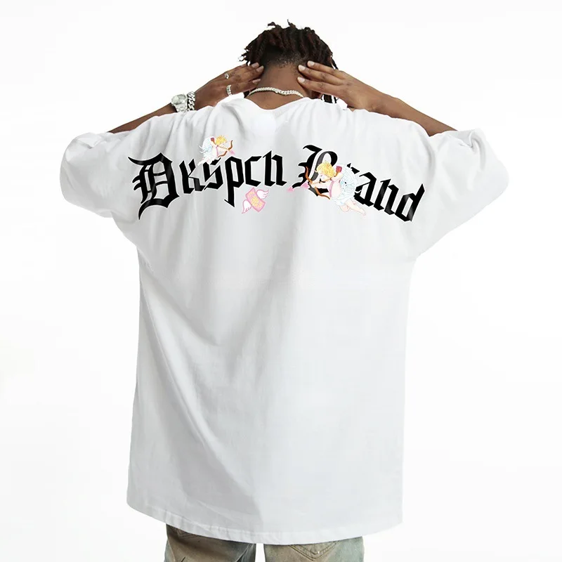 thumbnail image 1 of Camiseta holgada de algodón de manga corta para hombre, ropa de calle Harajuku con estampado de dibujos animados, Hip Hop, talla grande 5XL, 1 of 5