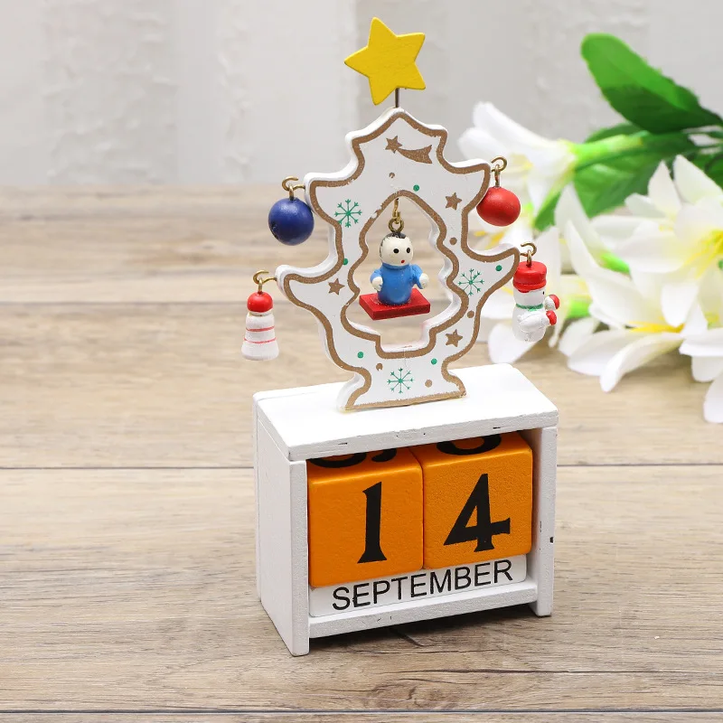 Festive Wooden Countdown Calendar with Santa and Snowman - DIY Tabletop Christmas Decoration