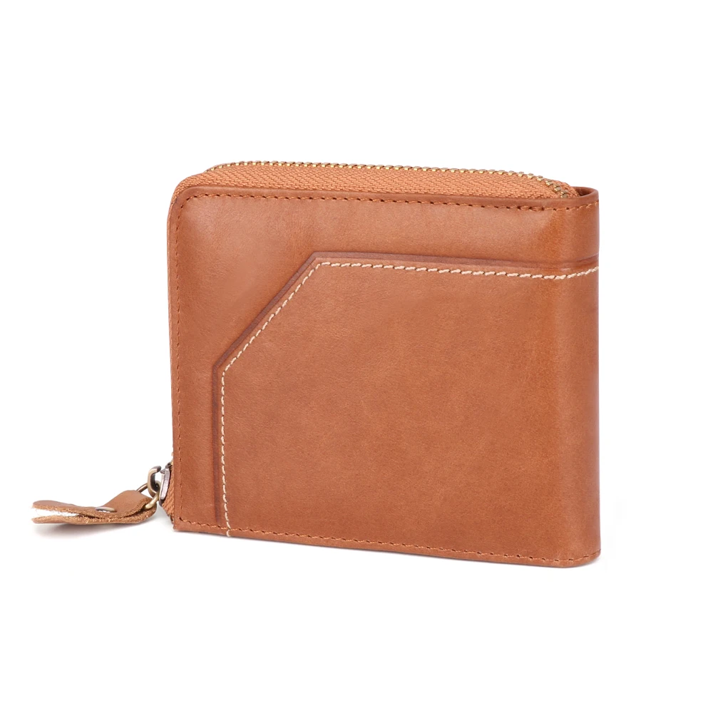Cowhide Wallet Men Business Retro RFID Genuine Leather Wallet Multi Card Zipper Wallet Zero Wallet Card Wallet For Men