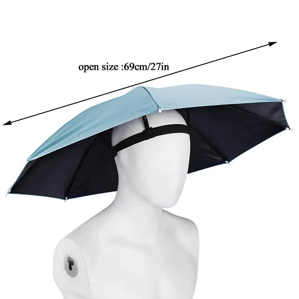 Outdoor Portable Umbrella Hat Sunscreen Waterproof Hats Beach Universal Fishing Hats Camping Foldable Sun Headwear Umbrella V8R0