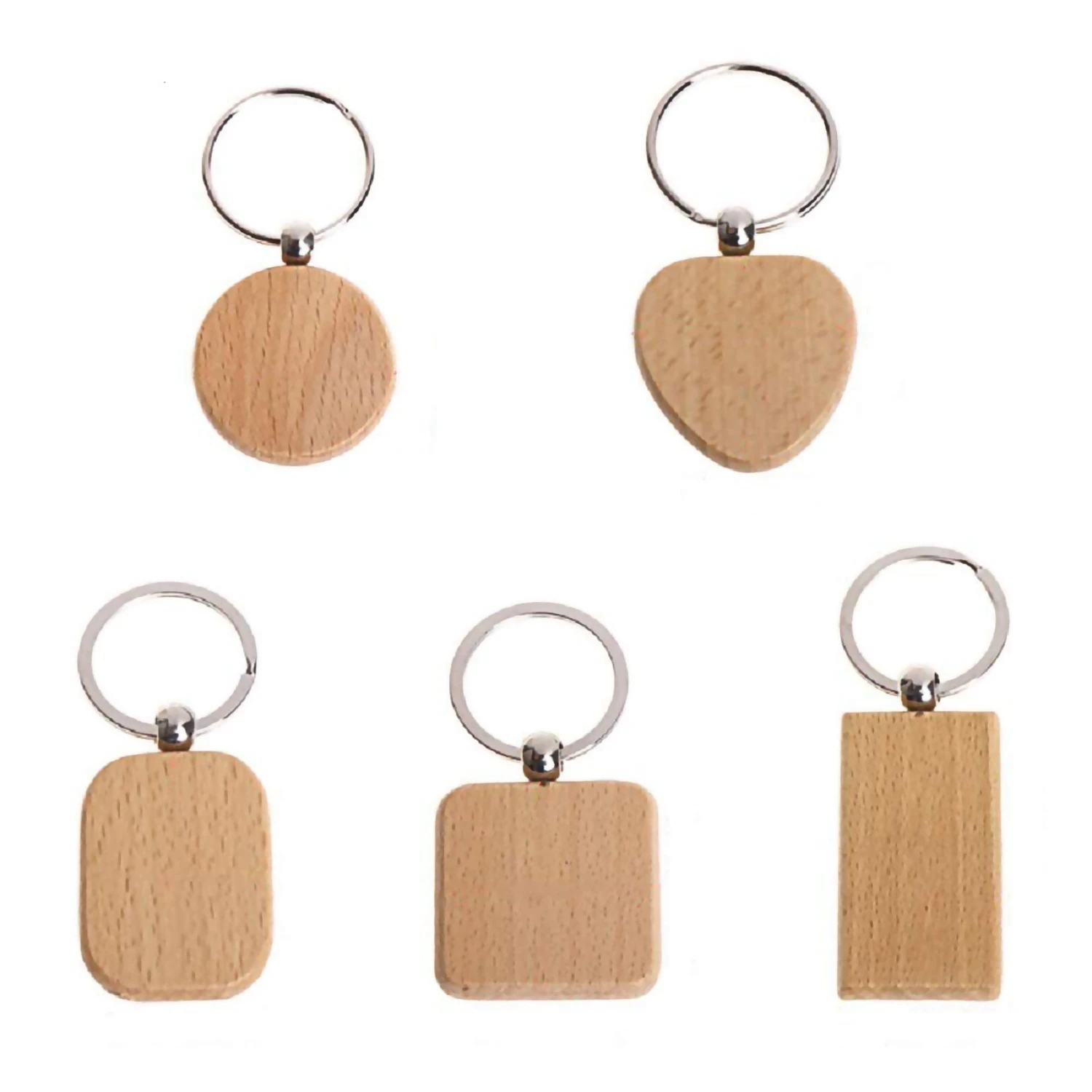 

100 Blank Wooden Wooden Diy Wooden Key Tag Anti-Lost Wood Accessories Gift (Mixed)