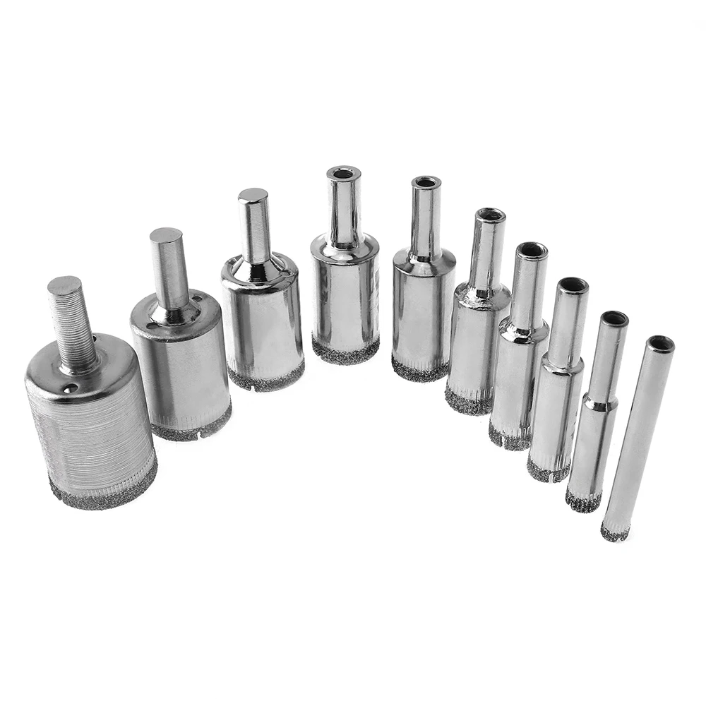 

10pcs/lot Diamond Coated Core Hole Saw Drill Bit Set Tools Glass Drill Hole Opener for Tiles Glass Ceramic